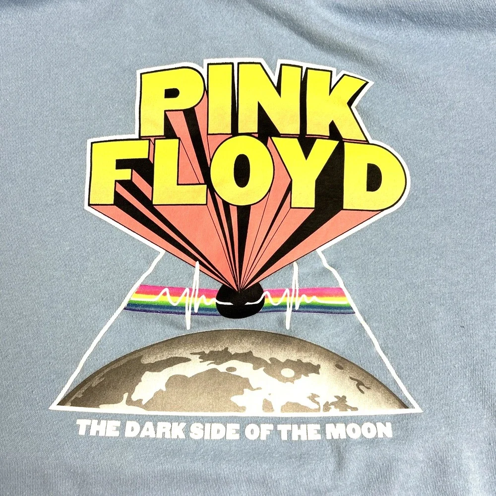 Pink Floyd Hoodie 2XL The Dark Side Of The Moon Baby Blue Rock‎ Rainbow